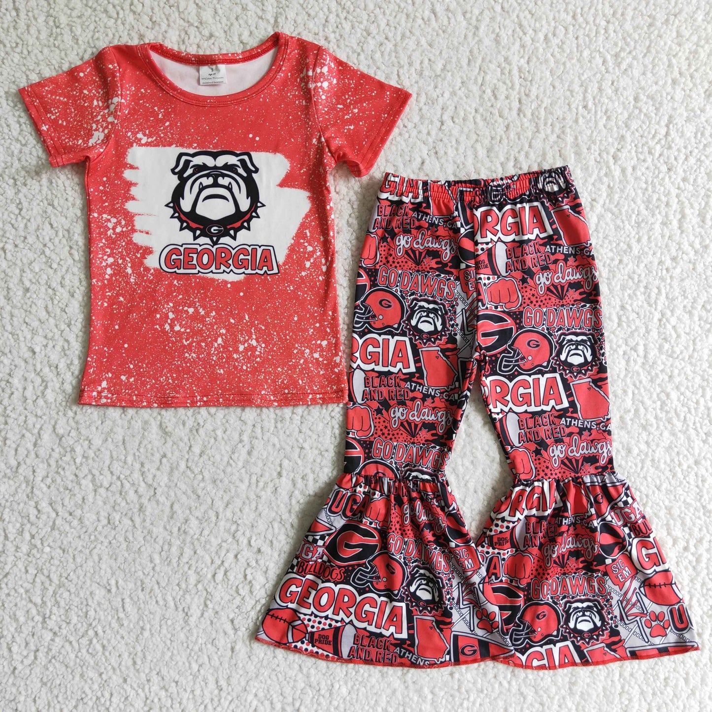 Red Cartoon Dog Girls Set