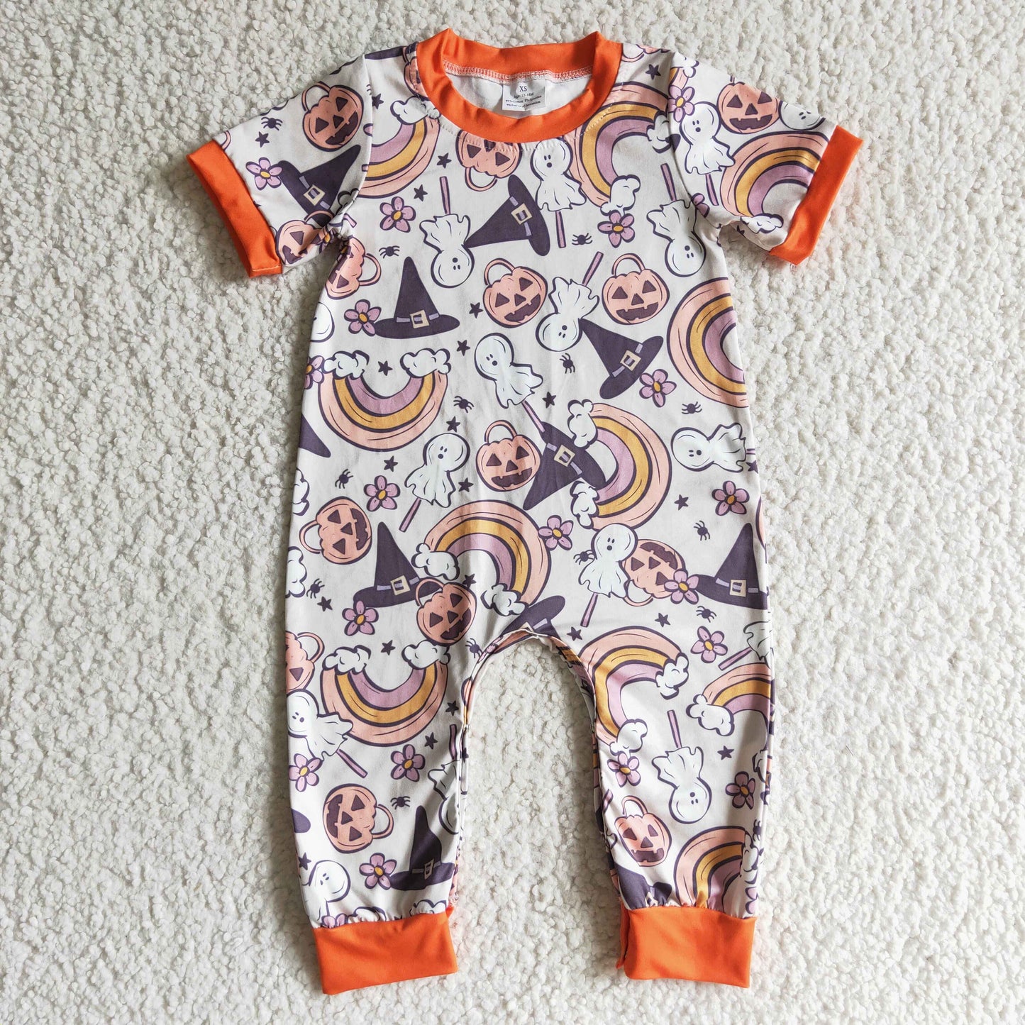 Halloween Rainbow Pumpkin Boy Romper