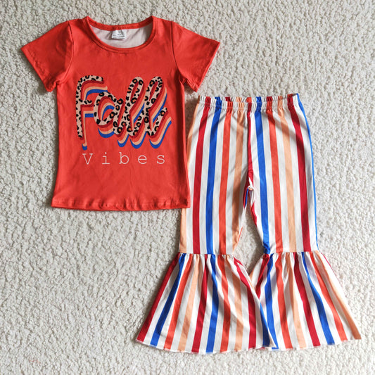 Fall Red Stripes Girls Set