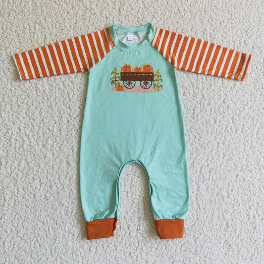 Halloween Pumpkin Ruffle Boy Romper