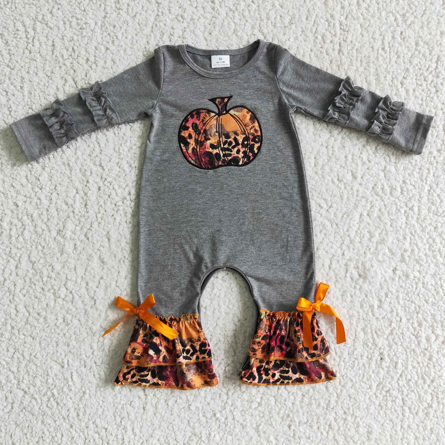 Grey Embroidery Pumpkin Romper