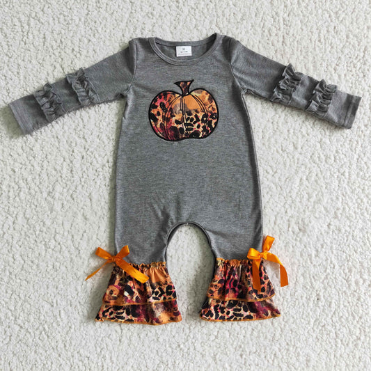 Grey Embroidery Pumpkin Romper