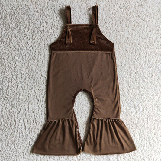 Brown Gold Velvet Jumpsuit