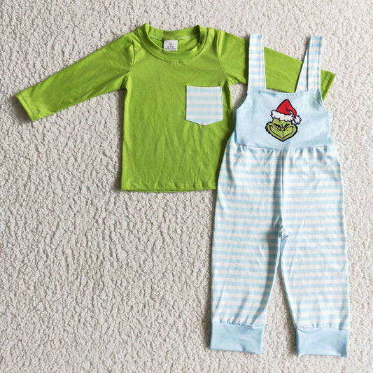 Christmas Green Cartoon Girls Overall