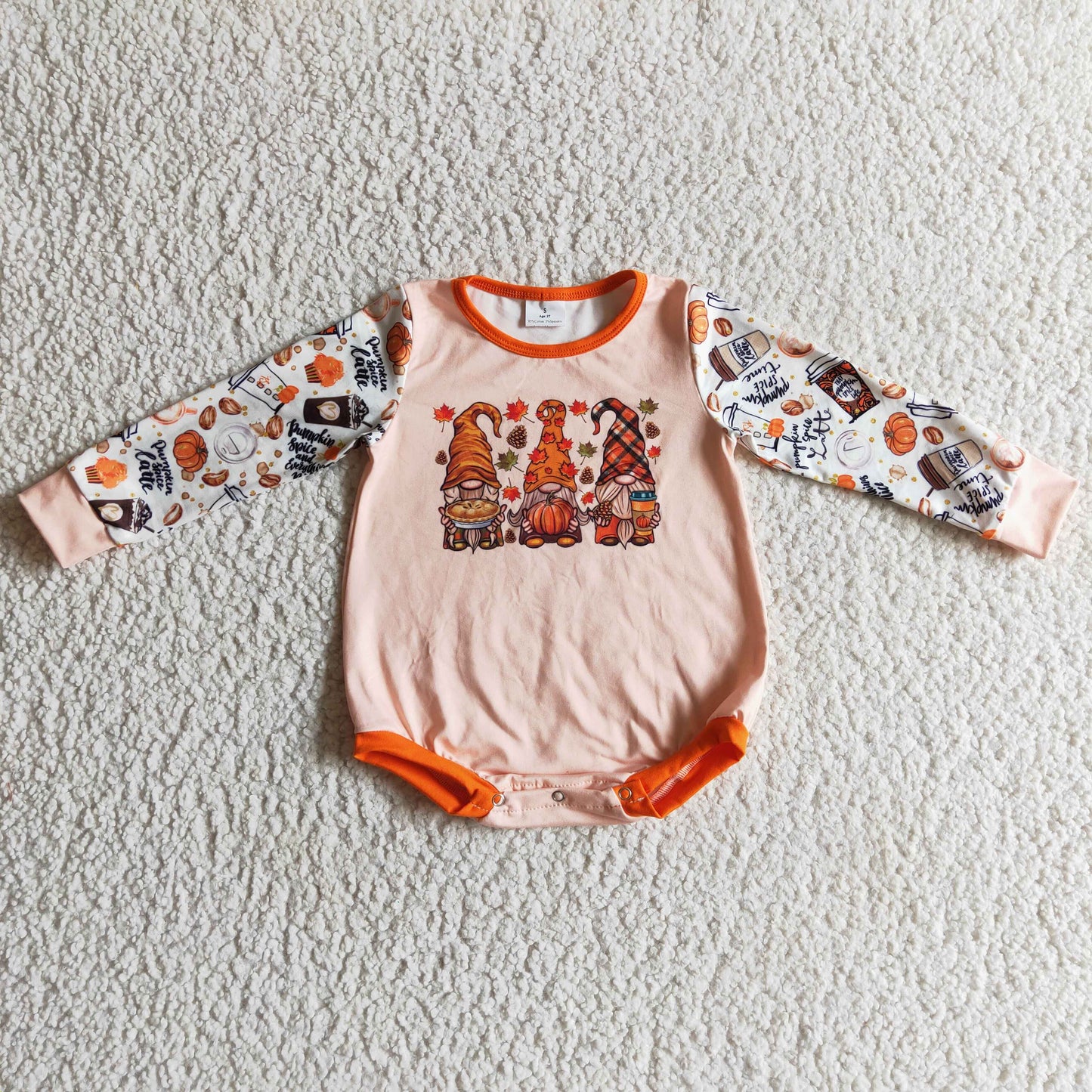 Fall Flowers Pumpkin long sleeves romper