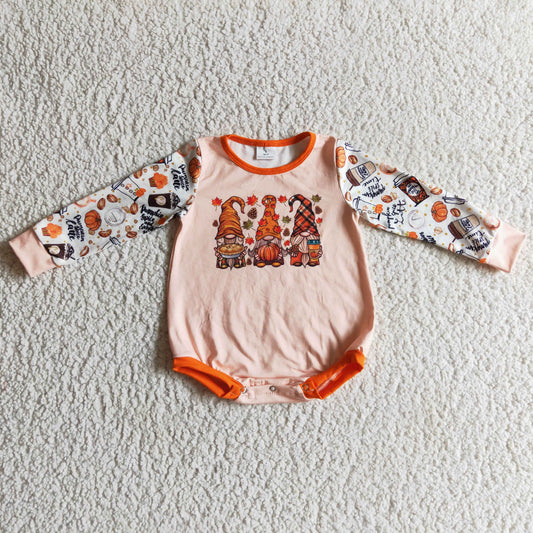 Fall Flowers Pumpkin long sleeves romper