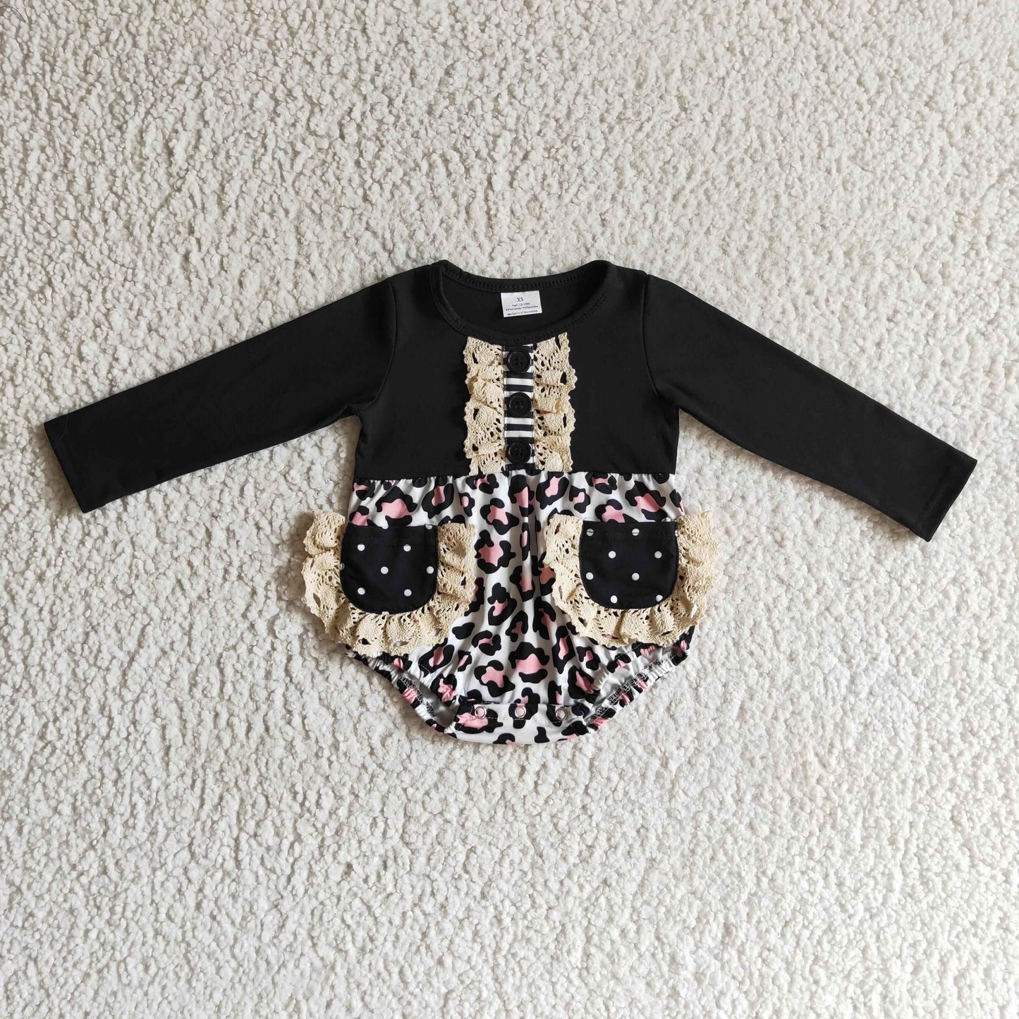 Black Lace Pocket Striped Long Sleeves