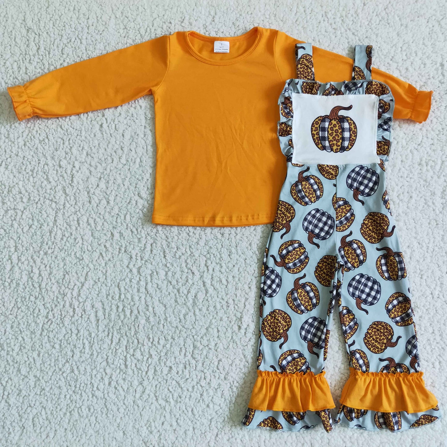 Pumpkin Leopard Girls Overall