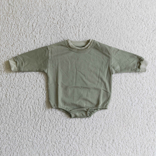 Dark Green Sweater Cotton long sleeves romper