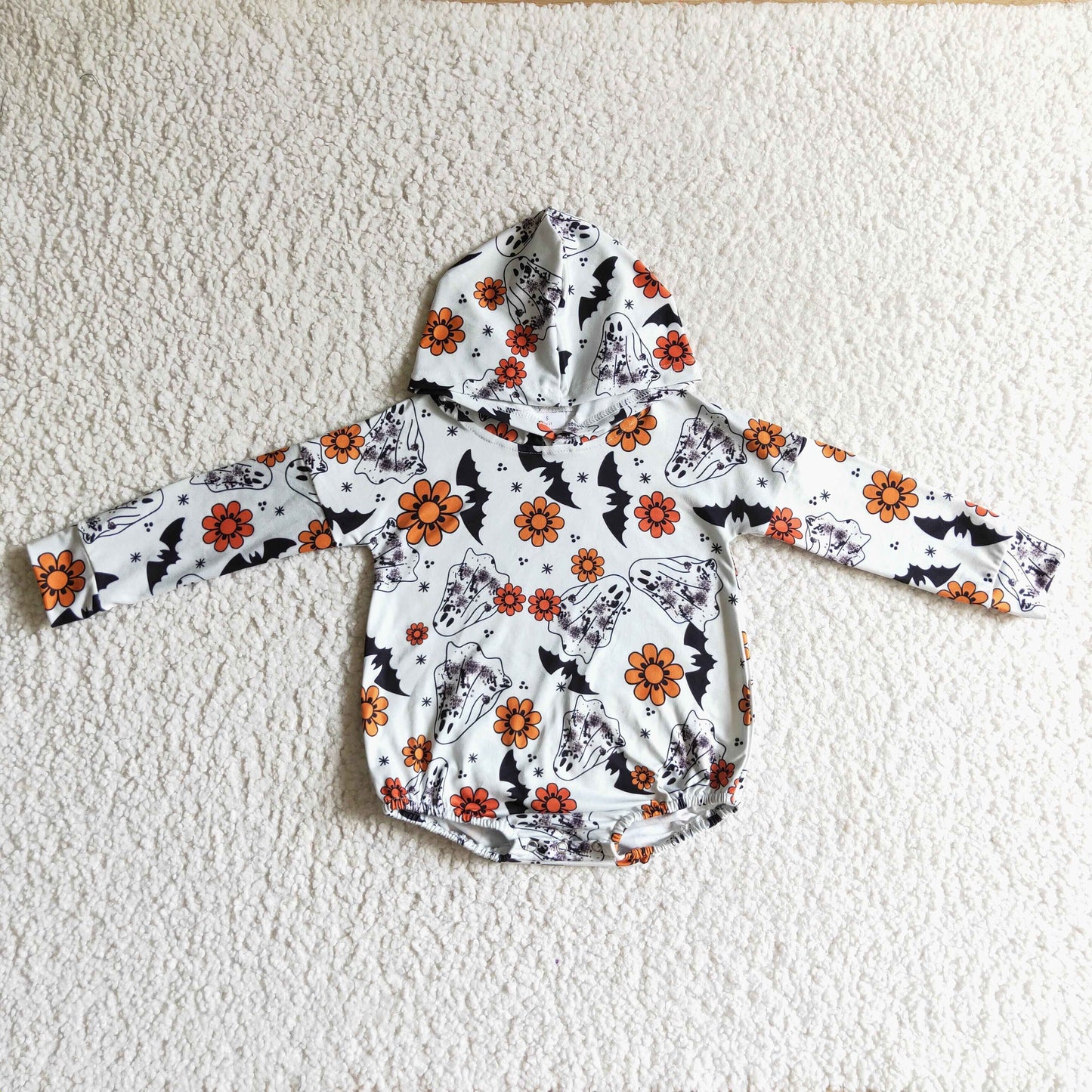 Halloween Flowers Pumpkin With Hat long sleeves romper