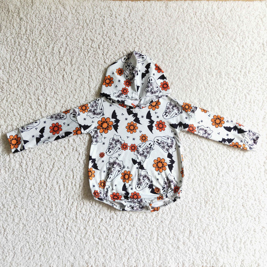 Halloween Flowers Pumpkin With Hat long sleeves romper