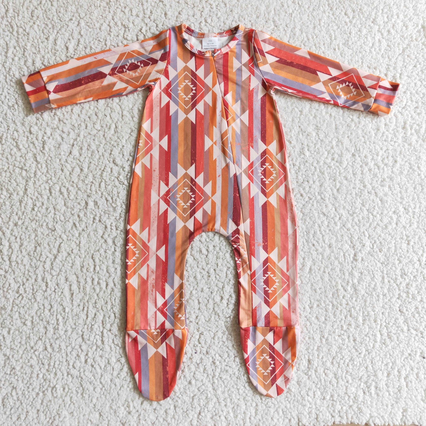 Western Strip's Orange Romper With zipper