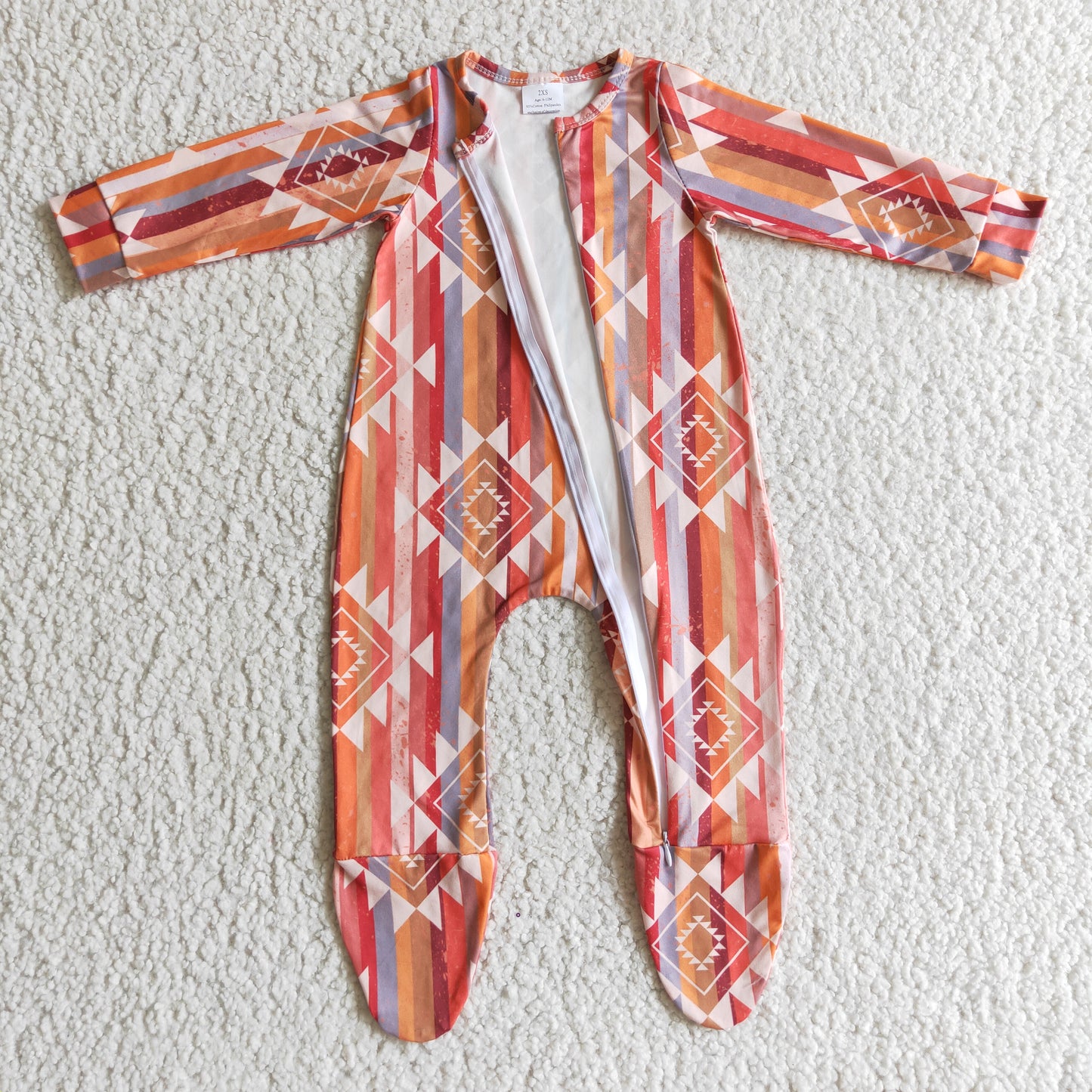 Western Strip's Orange Romper With zipper
