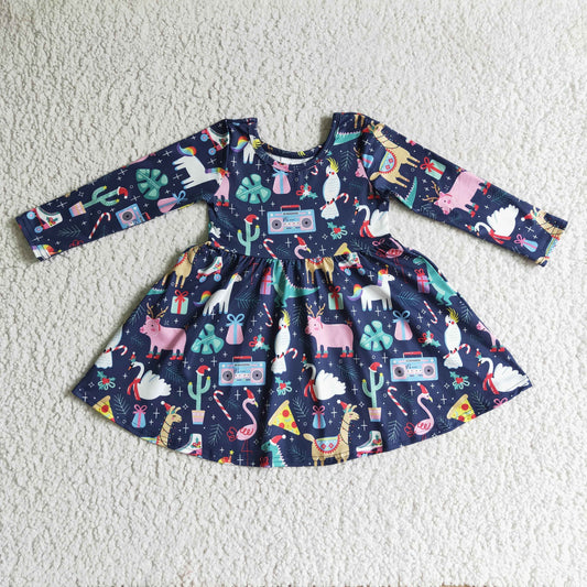Christmas Dinosaur Girls Dress