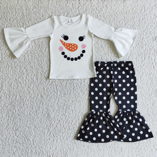 Christmas Snowman Polka Dots Girls Set