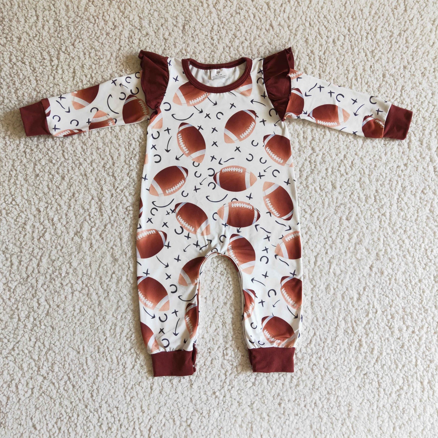 Brown Baseball Boy Romper