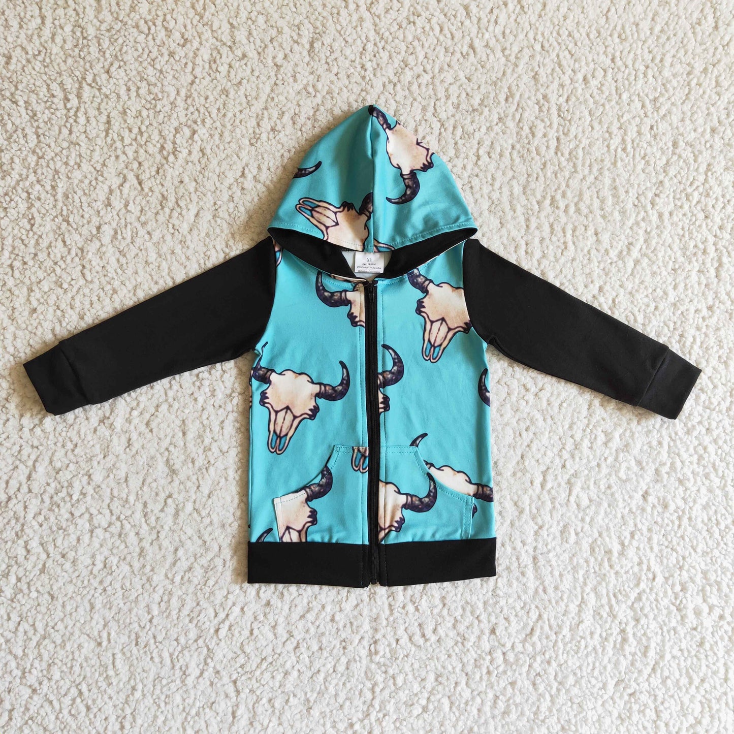 Blue Cow With Zipper Coat