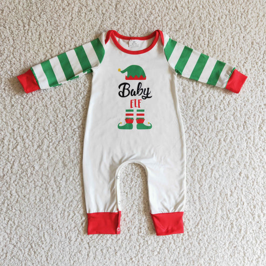 Christmas Green Striped Baby Romper