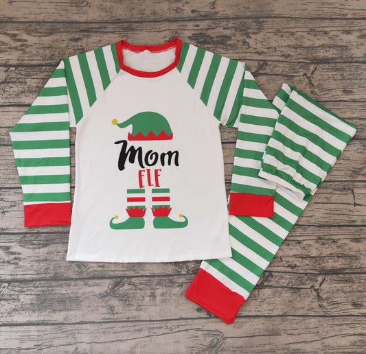 Christmas Family Adult Green Stripes Women Pajamas