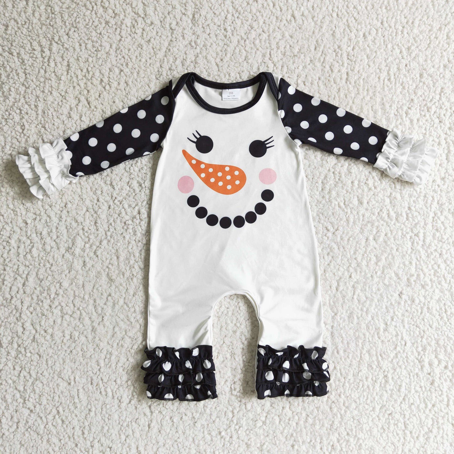 Christmas Snowman Polka Dots Romper