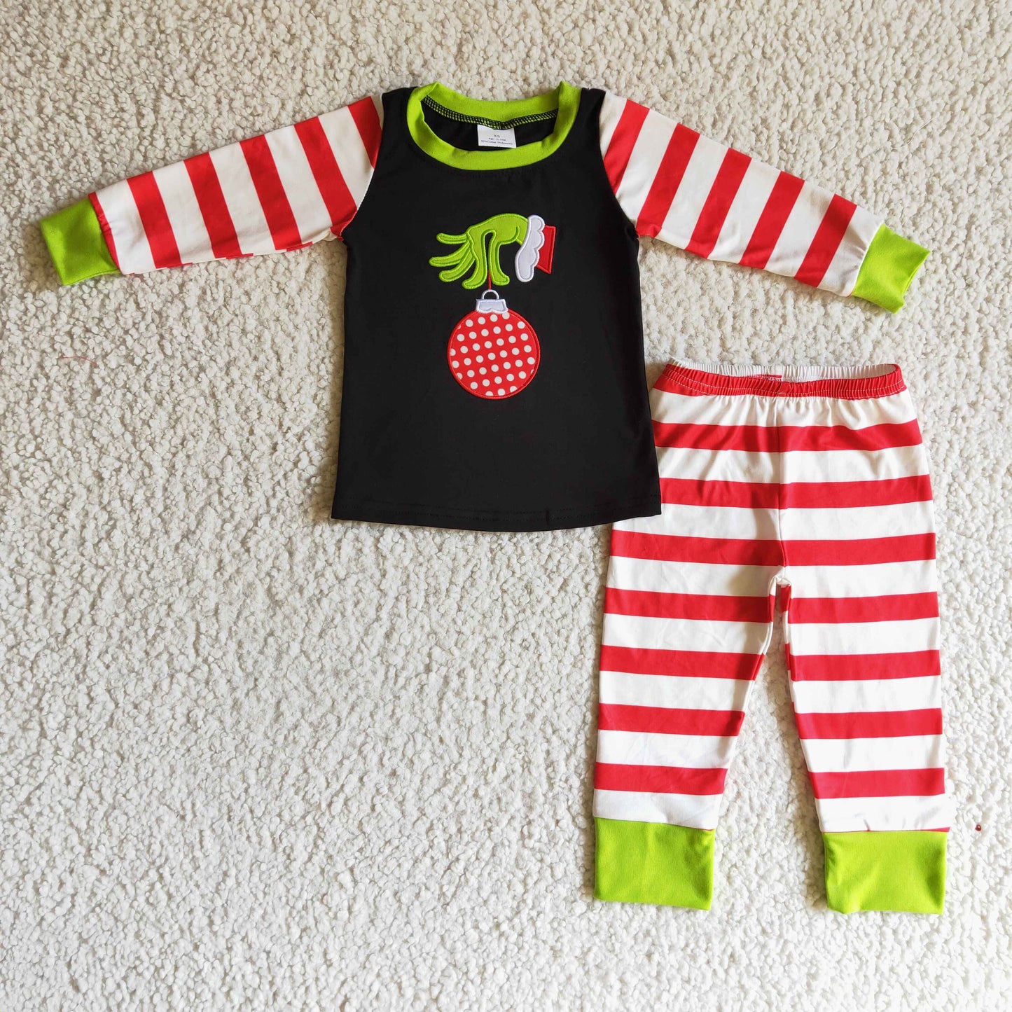 Christmas boy embroidery Stripes Paj