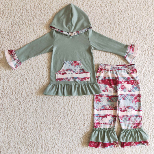 Christmas Girls Deer Jogger Outfit