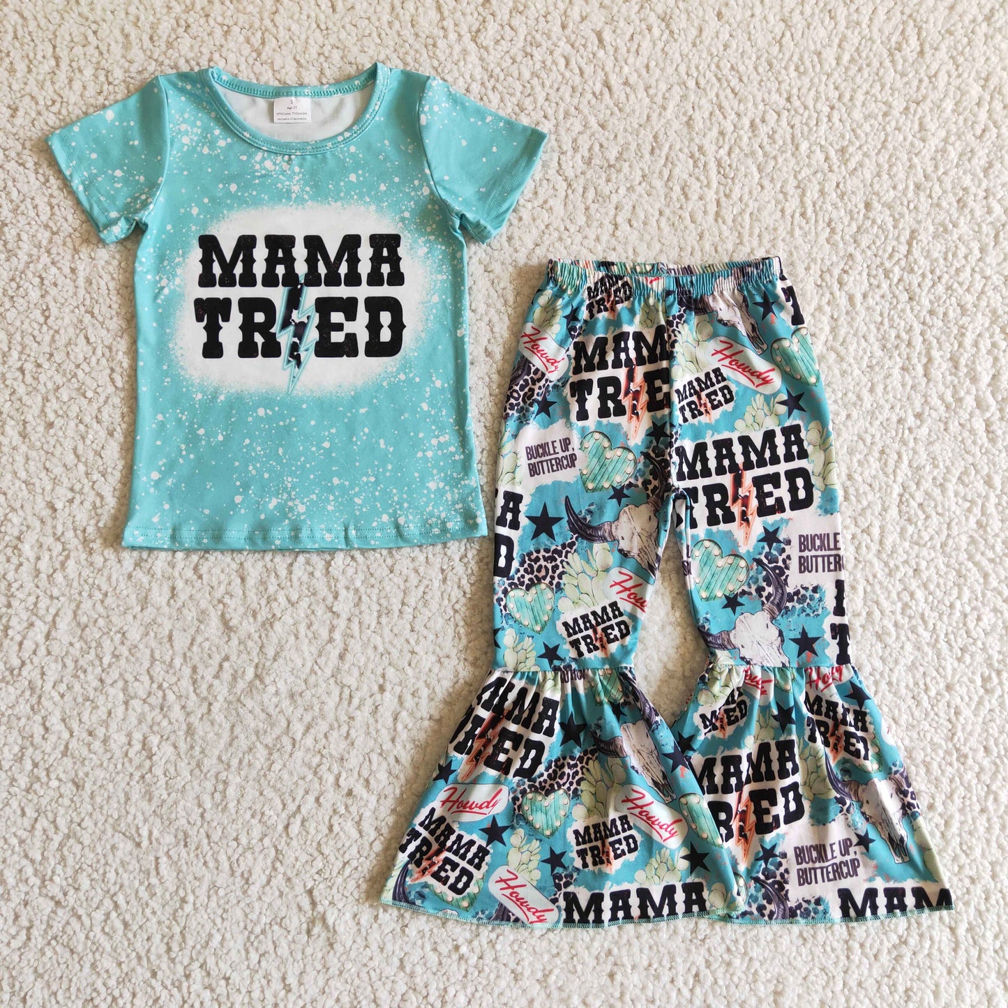MAMA Tried Blue Girls Set
