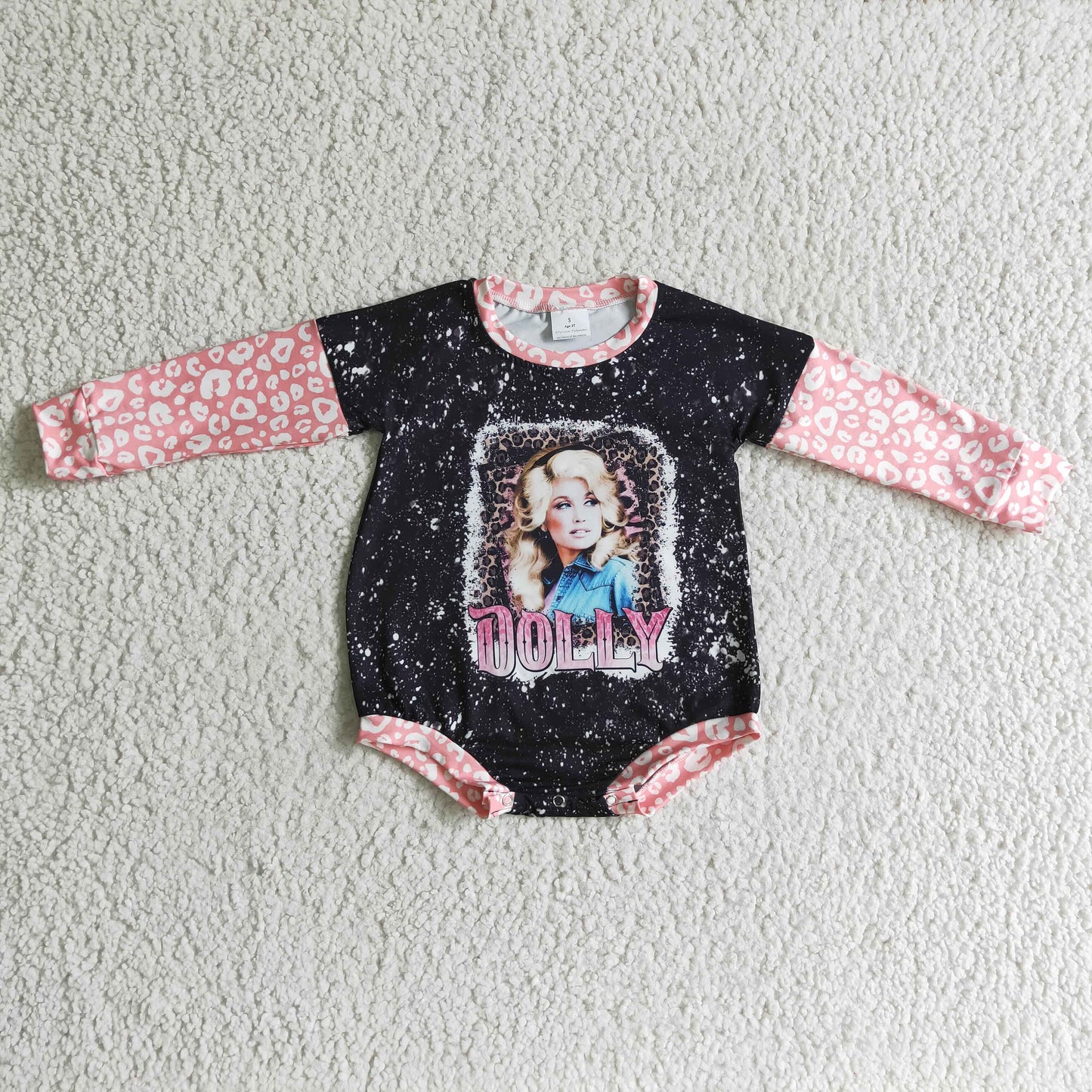 Pink Leopard long sleeves romper