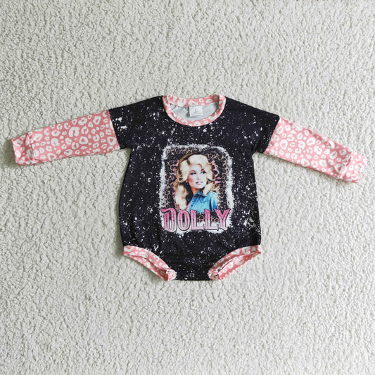 Pink Leopard long sleeves romper