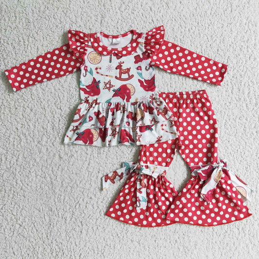 Christmas Red Polka Dots Girls Set