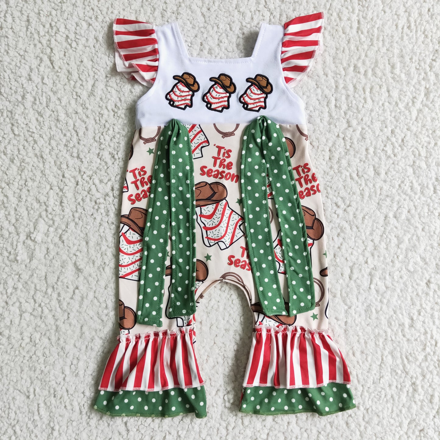 Christmas Cake Embroidery Romper