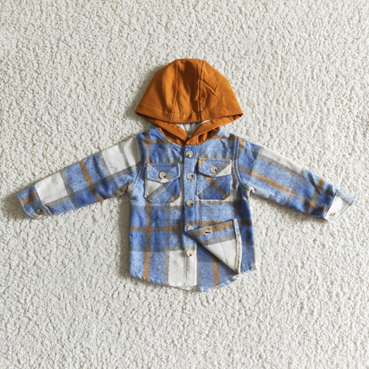 Fall Flannel Shacket With Orange Hat