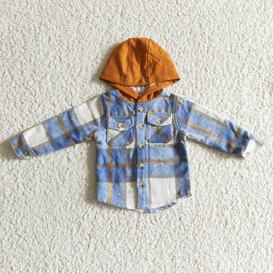 Fall Flannel Shacket With Orange Hat