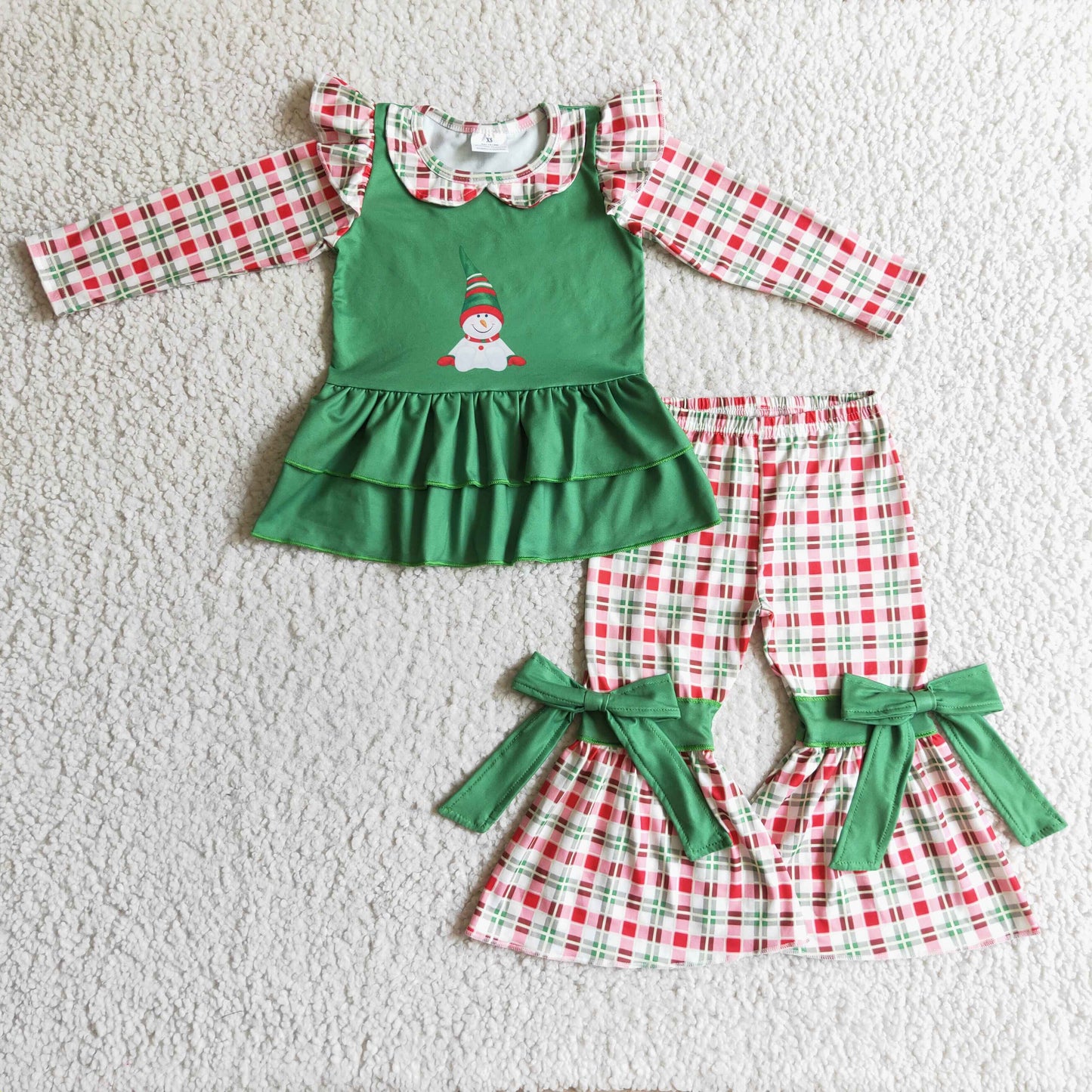Christmas Green Polka Dots Girls Set