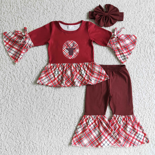 Christmas Deer Girls Outfits With Bow