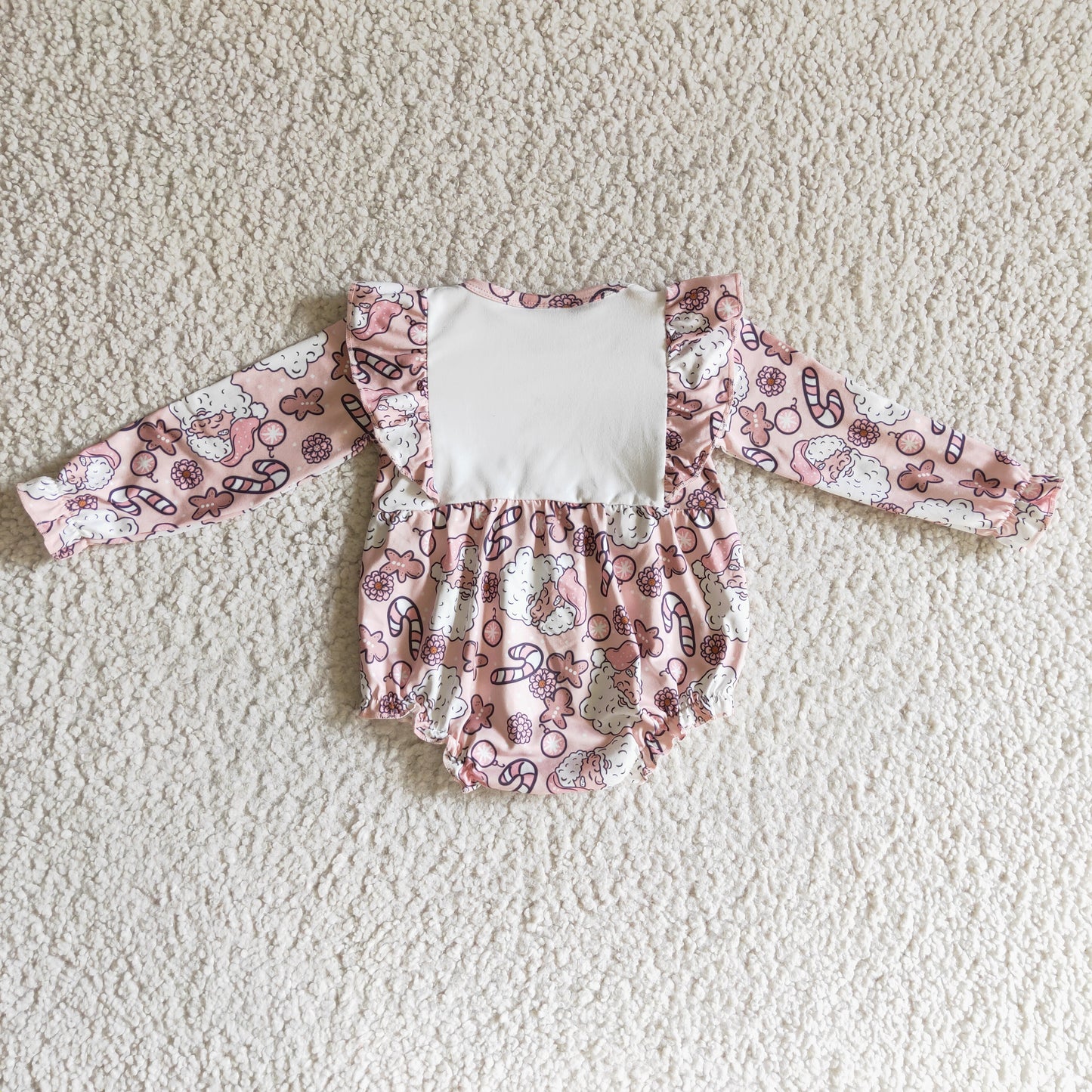 Christmas Pink Santa long sleeves romper