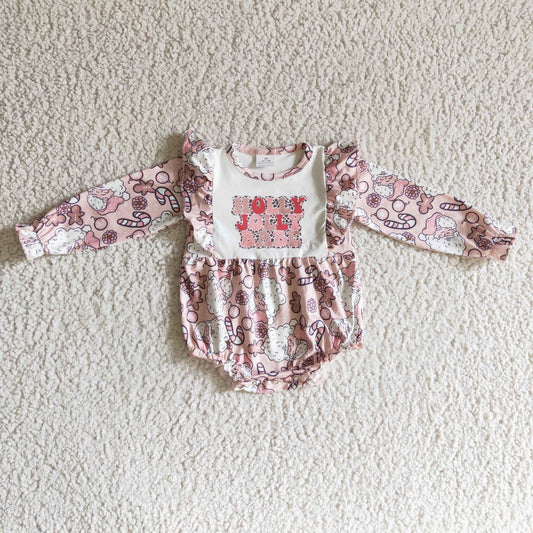 Christmas Pink Santa long sleeves romper