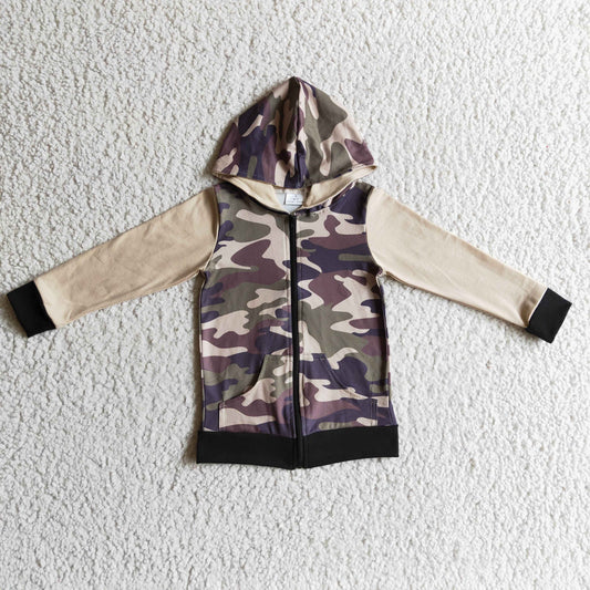 Camo Zipper With Hat hooded