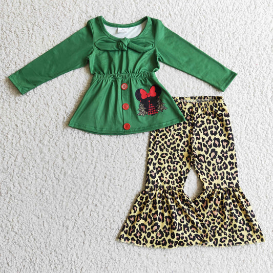 Christmas Green Cartoon Leopard Print