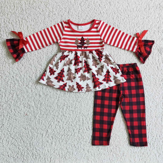 Christmas Tree Red Plaid Girls Set