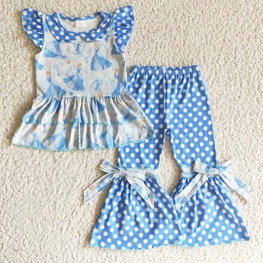 Blue Cartoon Dot Girls Set
