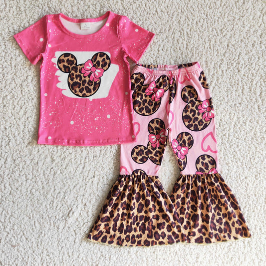 Pink Leopard Cartoon Girls Set
