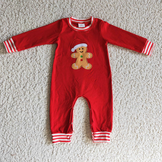 Christmas Embroidered Gingerbread Boy Romper