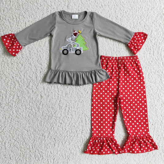 Christmas Embroidery Car Tree Dots Outfits