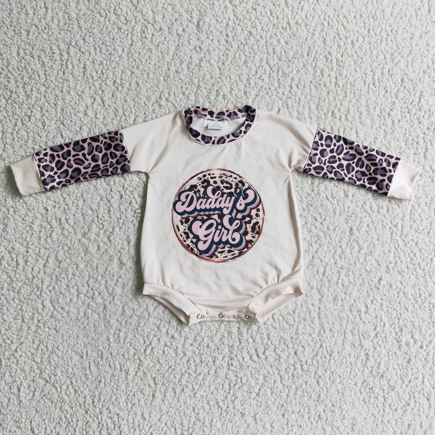 Leopard Daddy's Girls long sleeves romper