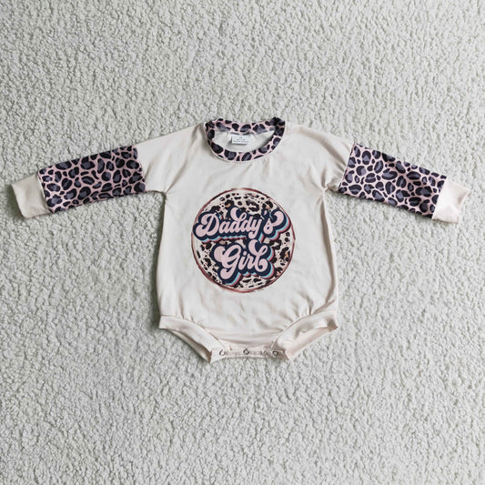 Leopard Daddy's Girls long sleeves romper