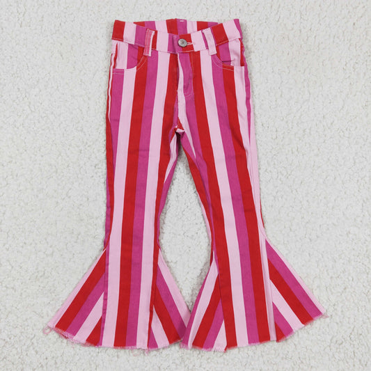 Red & Pink stripes jeans Flare Pants
