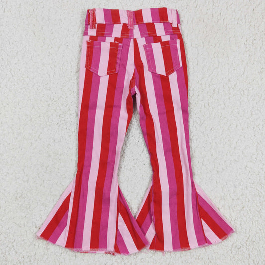Red & Pink stripes jeans Flare Pants