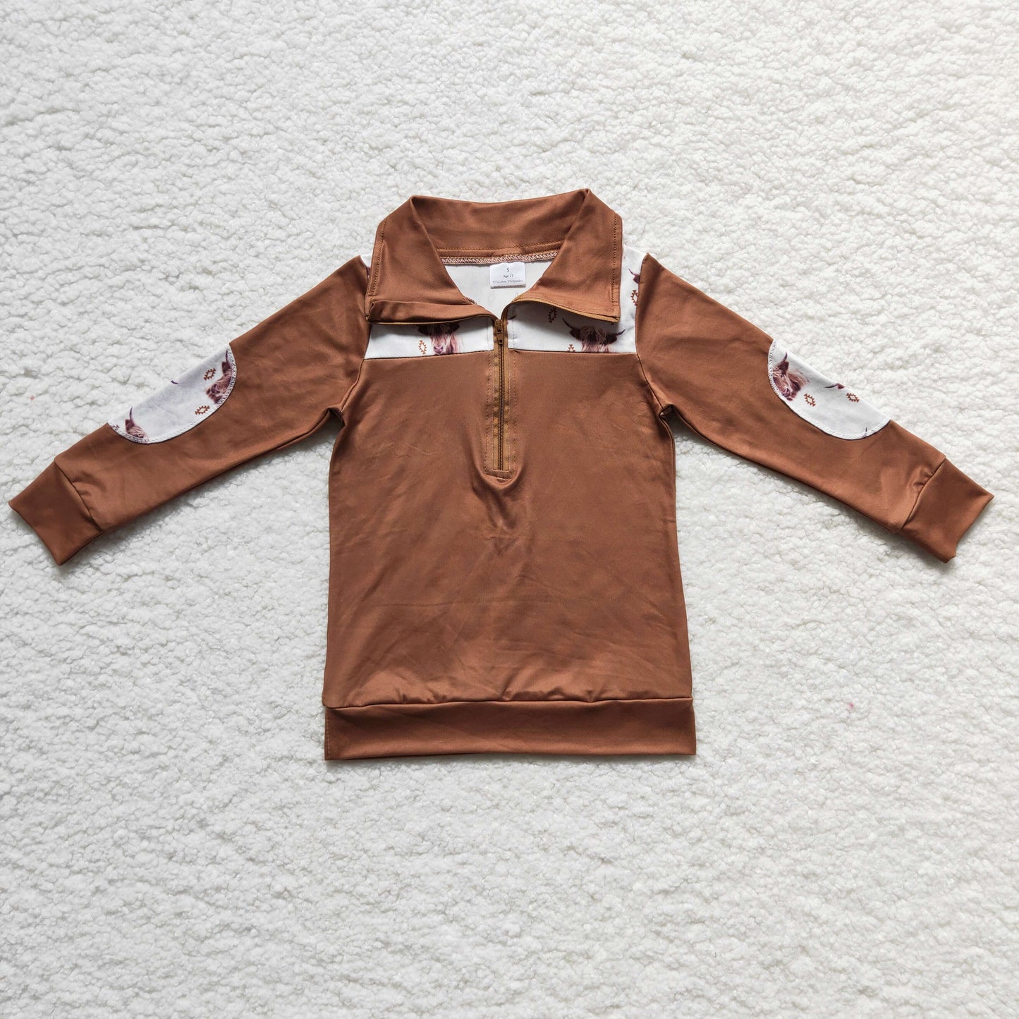 Western Brown Cow With Zipper Coat