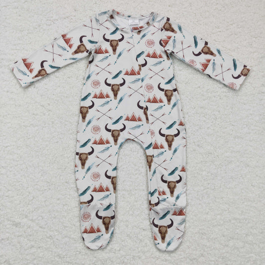 Western Cow Romper With zipper